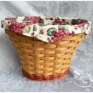 Longaberger Basket 2002 May Series Geranium W Protector Cloth Liner Unused